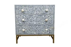 Cajón con Incrustaciones de Hueso de ILAHI, Diseño Moderno con Detalles de Ágata, Mueble Portátil para el Hogar - Product Image 2