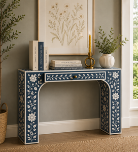 Custom Bone Inlay <b>Console</b> <b>Table</b> with Drawer Decorative Entryway <b>Desk</b> Luxury Hallway Accent Furniture For Living Room Decor - Product Image 4