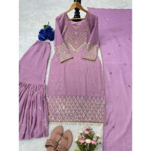 Ensemble de vêtements de soirée pour femmes de créateur avec un magnifique dupatta, haut et bas - Product Image 4