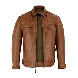 Chaqueta de Cuero Marrón Personalizable al por Mayor 2026, Chaqueta de Cuero para Hombre, Resistente al Viento y Cálida, Tallas Grandes, Chaqueta de Cuero Marrón Genuino para Hombre - Product Image 4
