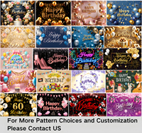 70,8x43 Zoll Blaues Tragbares Polyester Happy Birthday Banner Druck 50. Geburtstag Familienfeier Fotowand Dekoration Hintergrund