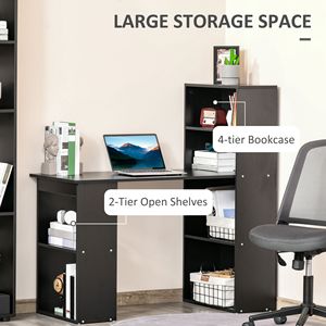 Bàn văn phòng màu đen 47 "hiện đại với giá sách bàn chế tạo máy tính nhỏ gọn - Product Image 5