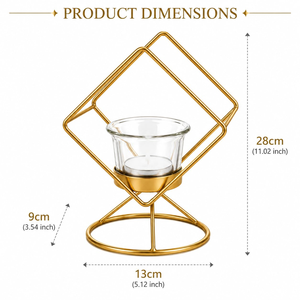 Decorative <b>Tealight</b> Candle Lantern with Glass Cup and Candle Modern Table Centerpiece for Living Room Dining Table Bedroom Home - Product Image 2