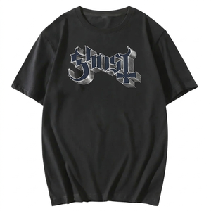 Camiseta Nueva 2025 Unisex de Punto con Cuello Redondo, Corte Regular, Lisa, con Estampado de Letras de la Banda Ghost, Estilo Grunge Hip Hop de Verano, 100% Algodón - Product Image 3