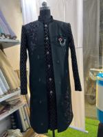 Sherwani de mariage luxueux pour homme en velours épais Jodhpuri avec broderie à la main complexe et travail de sequins, personnalisable pour adultes