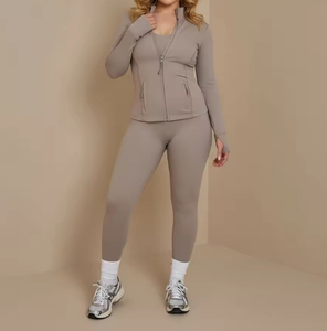 ชุดออกกำลังกายโยคะ กางเกงเลกกิ้งเอวสูง แห้งเร็ว ยืดหยุ่นสูง สำหรับผู้หญิง ผลิตจากผ้าสแปนเด็กซ์ ไนลอน และผ้าฝ้าย แบบสั่งทำพิเศษ - Product Image 1