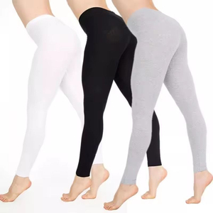 Leggings de yoga décontractés en coton pour femmes, multicolores, unis, doux, longueur cheville, coupe ajustée basique, pour le quotidien et la détente, personnalisables, vente en gros - Product Image 1