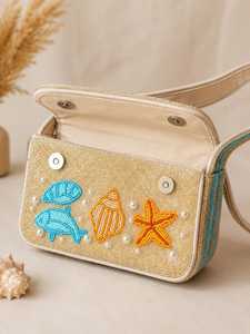 กระเป๋าถือทำมือจากอินเดีย ยี่ห้อ MS Handicraft รับรองคุณภาพ ประดับลูกปัดแก้วหลากสี ดีไซน์สั่งทำได้ พร้อมหูหิ้วแบบถือได้ เหมาะสำหรับใช้ในชีวิตประจำวัน - Product Image 5