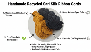 Handmade Recycled <b>100</b>% Cotton Sari <b>Silk</b> Ribbon Cords Coated Eco-Friendly Braided Cord <b>Yarn</b> Boho DIY Craft Supplies for Shoes - Product Image 6