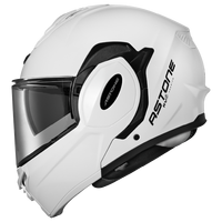 Casque de moto ASTONE RV6 blanc brillant à visière relevable, finition argentée, matériau ABS, neuf, garantie 1 an, tailles XS-XXL