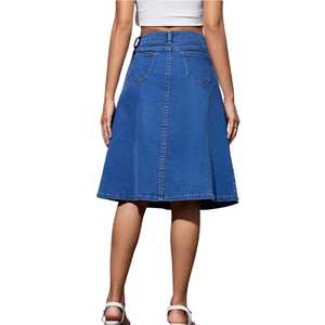 Jupe crayon midi en jean pour femme GRACE COLLECTION, boutonnée sur le devant, poches, couleur unie, style décontracté hiver, tissu en coton lavé - Product Image 3