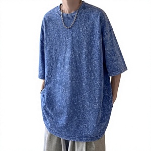 Acid Wash Men's <b>Oversized</b> Vintage Washed T-<b>Shirt</b> 100% Cotton Breathable Eco-Friendly OEM Private Breathable Solid Color Design - Product Image 1