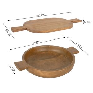 Bandeja de madera con doble asa y plato de servir con doble asa, diseño de alta calidad, decorativa, portátil, para catering, disponible. - Product Image 2