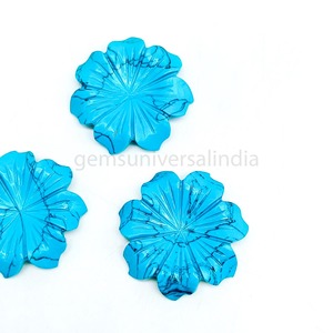 Pierre précieuse turquoise bleue AAA sculptée à la main en forme de fleur de 30 mm, pierre turquoise en vrac, prix de gros pour la fabrication de bijoux - Product Image 6