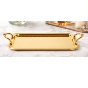 Plateau de service en métal plaqué or tendance pour la décoration de fêtes de mariage, la restauration rapide et les chocolateries - Product Image 1