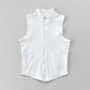 Chaleco deportivo sin mangas para mujer, chaleco de secado rápido, top deportivo corto para mujer, chaleco de ejercicio con cuello alto y cremallera - Product Image 3