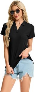 Camiseta Deportiva Casual de Manga Corta para Mujer, Color Negro Sólido, Transpirable, de Jersey Comprimido, de Secado Rápido - Product Image 6