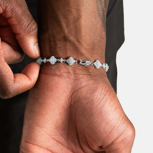 Bracelet tennis trèfle en argent sterling 925, bracelet de luxe serti de diamants, bijoux fins en or blanc pour homme, cadeau - Product Image 2