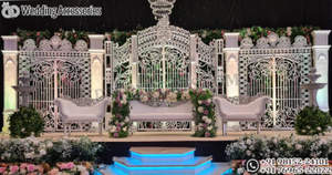 Paneles Decorativos Dorados para Recepción de Boda, Aspecto Radiante, Marco Dorado para Decoración de Escenario, Inspiración Marroquí - Product Image 4