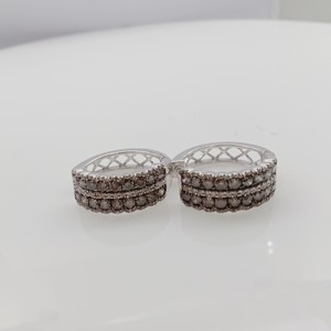 Boucles d'oreilles créoles Huggie pour femme, 3,83 carats au total, diamants blancs et bruns, diamants naturels taille ronde, argent sterling 925 (couleur G-H) - Product Image 5