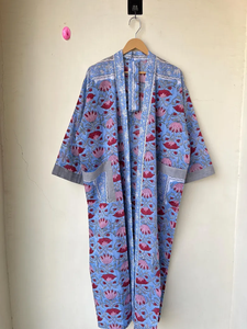 Bata Kimono con Estampado de Dibujos Animados para Mujer, 100% Algodón, Camisón de Verano Hecho a Mano, Cuello en V, Cintura Elástica, Largo hasta la Rodilla - Product Image 2