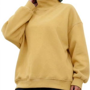 เสื้อสเวตเชิ้ตคอเต่าทรงโอเวอร์ไซส์สำหรับผู้หญิง ปี 2026 สีพื้น แขนยาว ไหล่ตก คอเต่าแบบปลอม สวมใส่สบายๆ ในฤดูหนาว ทรงหลวม - Product Image 1