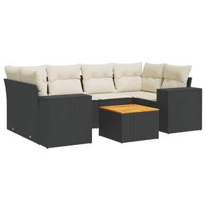 Ensemble de canapés de jardin noirs avec coussins, résistant aux UV, en rotin PE, mobilier d'extérieur au design contemporain, imperméable, pour usage en extérieur - Product Image 2