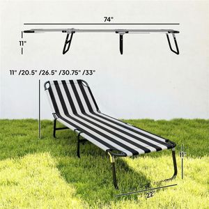 Lettino Prendisole Pieghevole Bianco e Nero per Spiaggia, Campeggio o Relax all'Aperto - Product Image 6