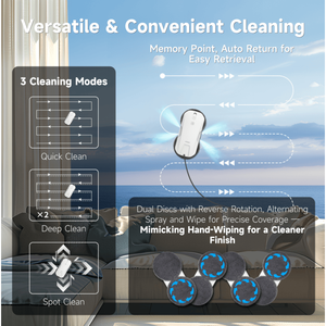 Limpiacristales Eléctrico PST11, Herramienta de Limpieza de Doble Cara, Batería de 750 mAh, Succión de 5300 Pa, Pulverizador Atomizador de 120 ml, Anti-Caída - Product Image 6