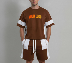 Ensemble T-shirt et Short pour Homme en Coton 100% de Haute Qualité, Style Casual d'été, Respirant, Confortable, Style Hip Hop - Product Image 1