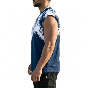 Heavyweight Cotton Tie Dye Tank <b>Top</b> Vintage Blue Snow Wash Muscle Tee Custom Private Label Streetwear 2026 - Product Image 2
