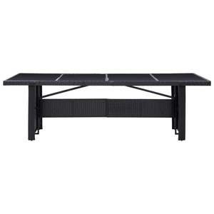 Mesa de Exterior con Vidrio y Ratán Sintético Negro, Acero con Recubrimiento en Polvo, Muebles Duraderos y Elegantes - Product Image 2