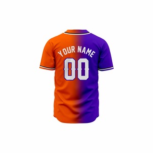 เสื้อเบสบอลแบบสั่งทำพิเศษ 6 กระดุม สีแดงน้ำเงินไล่เฉด พิมพ์ลายแบบซับลิเมชั่น ระบายเหงื่อได้ดี สำหรับผู้ใหญ่ แขนสั้น ติดกระดุมด้านหน้า - Product Image 3