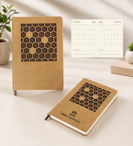 Custom Logo <b>A5</b> Notebook with Window Design Leather Hardcover Cover for Diary Writing-Budget-friendly Notebook - Product Image 1