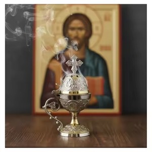 Trending Brass Incense <b>Burner</b> Temple Worship Prayer Meditation Altar Church Decorative Incense <b>Burner</b> With Candle Base - Product Image 5