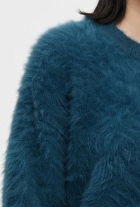 Pull en laine mohair surdimensionné pour femmes, col rond, manches longues, 100% acrylique, pull décontracté d'hiver, épaules tombantes, pull pour femmes - Product Image 4