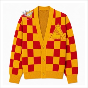 Conception personnalisée – Blouse d'hiver pour femme NSDPK Sorority, style urbain, contrastant rouge et jaune, broderie frontale, col mandarin - Product Image 1