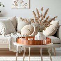 Plateau élégant en bois d'acacia poli, écologique, de luxe, avec poignée, motif boisé, compatible lave-vaisselle, pour hôtels, restaurants, traiteurs et services alimentaires