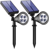 Projecteur solaire de jardin RGB à 4 LED, double température de couleur, étanche IP44, haute luminosité, pour allée paysagère, avec capteur de lumière