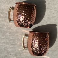 Mug en cuivre pur martelé à la main, finition cuivre antique, résistant au ternissement, fait main, anti-fuite, pour bar, cocktails et bière