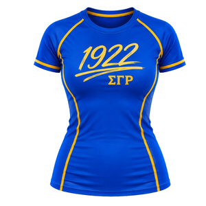Camiseta Deportiva de Compresión Personalizada SGRHO para Mujer, Sigma Gamma Rho, Sororidad Griega, Elástica, Manga Corta, para Entrenamiento - Product Image 1