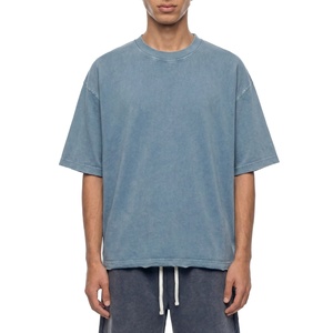 เสื้อยืดโอเวอร์ไซส์ทรงหลวมสำหรับผู้ชาย ผ้าฝ้าย 100% เนื้อหนา สไตล์สตรีทแวร์  ไม่มีลาย  รับสกรีนโลโก้  OEM ขายส่งจำนวนมาก - Product Image 2