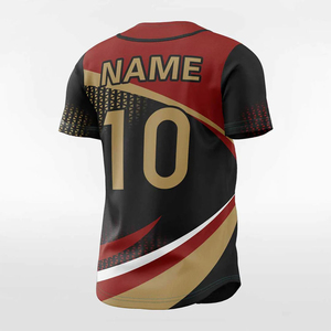เสื้อเบสบอล XTEAMWEAR แบบสั่งทำพิเศษ ลายพิมพ์แบบ Sublimated สีดำ แดง ทอง สำหรับผู้ใหญ่ แขนสั้น ระบายเหงื่อได้ดี ใส่ได้ทุกฤดู - Product Image 5