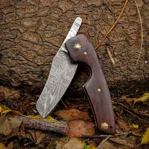 Cuchillo de Caza Plegable Portátil de Acero de Damasco de Grado Industrial de Alta Calidad, Personalizable, Regalo de Fábrica, Durabilidad Personalizada - Product Image 1