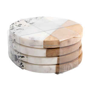 WONDEROVERSEAS Tapis et tampons ronds luxueux en bois et en marbre pour boissons Design sans table - Product Image 5