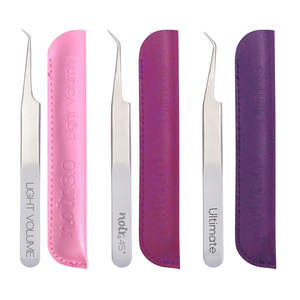 Wholesale High Quality Stainless Steel <b>Eyelash</b> Tweezers with Custom Logo Pointed Fiber Tip Private Label <b>Beauty</b> <b>Tool</b> - Product Image 1