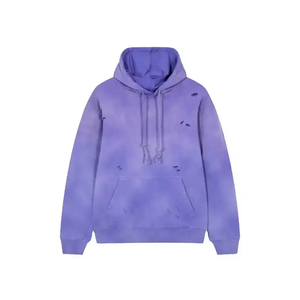 Sweat à capuche délavé et vieilli pour homme, coupe oversize en coton tricoté, style décontracté avec poche avant et logo, collection automne - Product Image 2