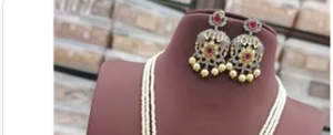 Magnifique ensemble de bijoux ethniques en laiton finition or Kundan pour femmes, collier traditionnel, cadeau et idéal pour les fêtes, mariages et fiançailles - Product Image 2