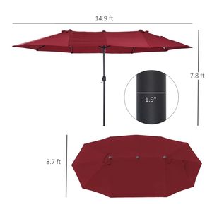 Ombrellone da Giardino per Esterni Rosso Vino, Ombrelloni e Basi per Patio Senza Base - Product Image 6