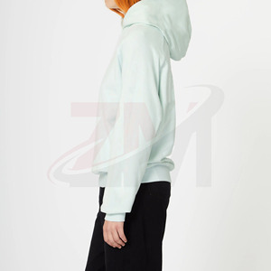 Sudadera con Capucha para Mujer, Color Verde Menta Claro, 100% Algodón Tejido, Corte Regular, Transpirable, Color Sólido, Colección Otoño-Invierno - Product Image 4